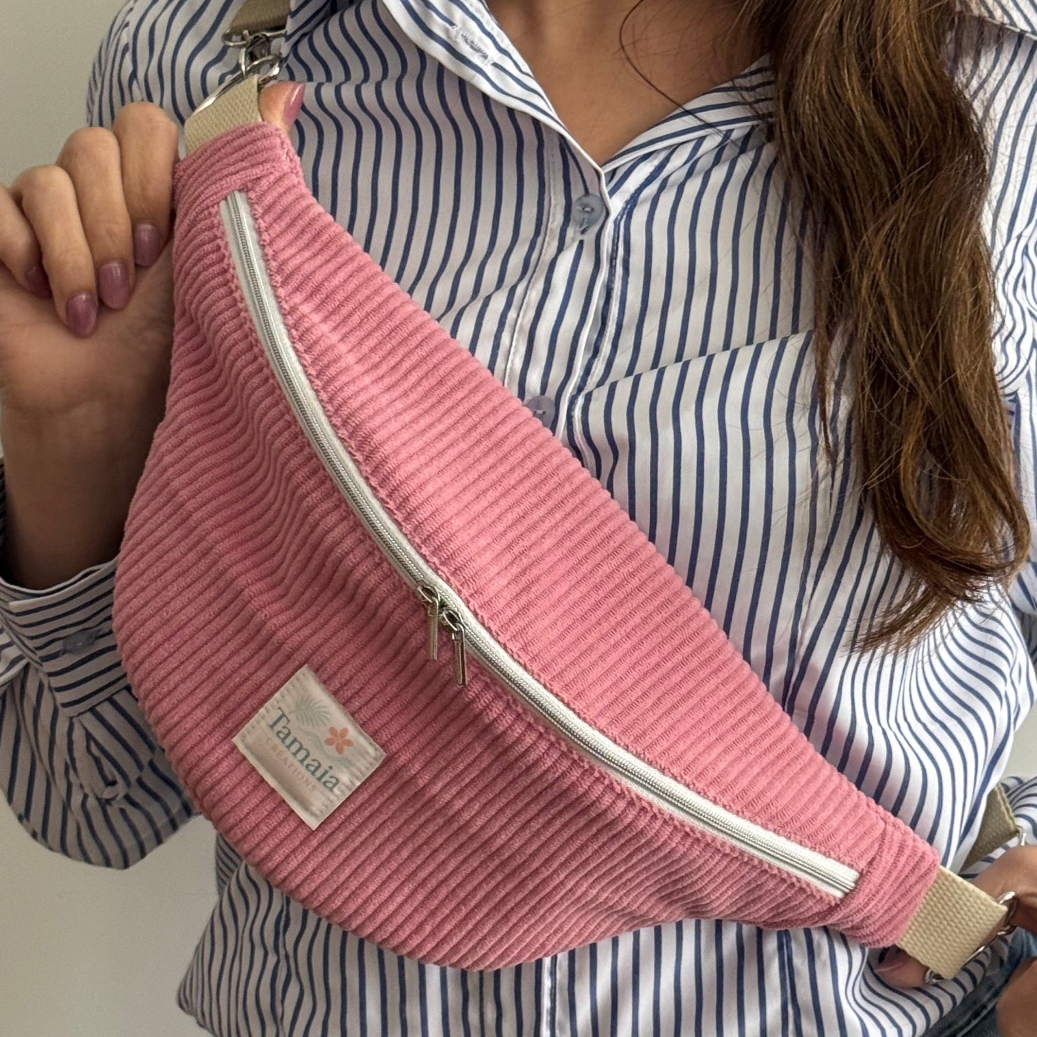 Sac banane velours côtelé uni - 100% personnalisable