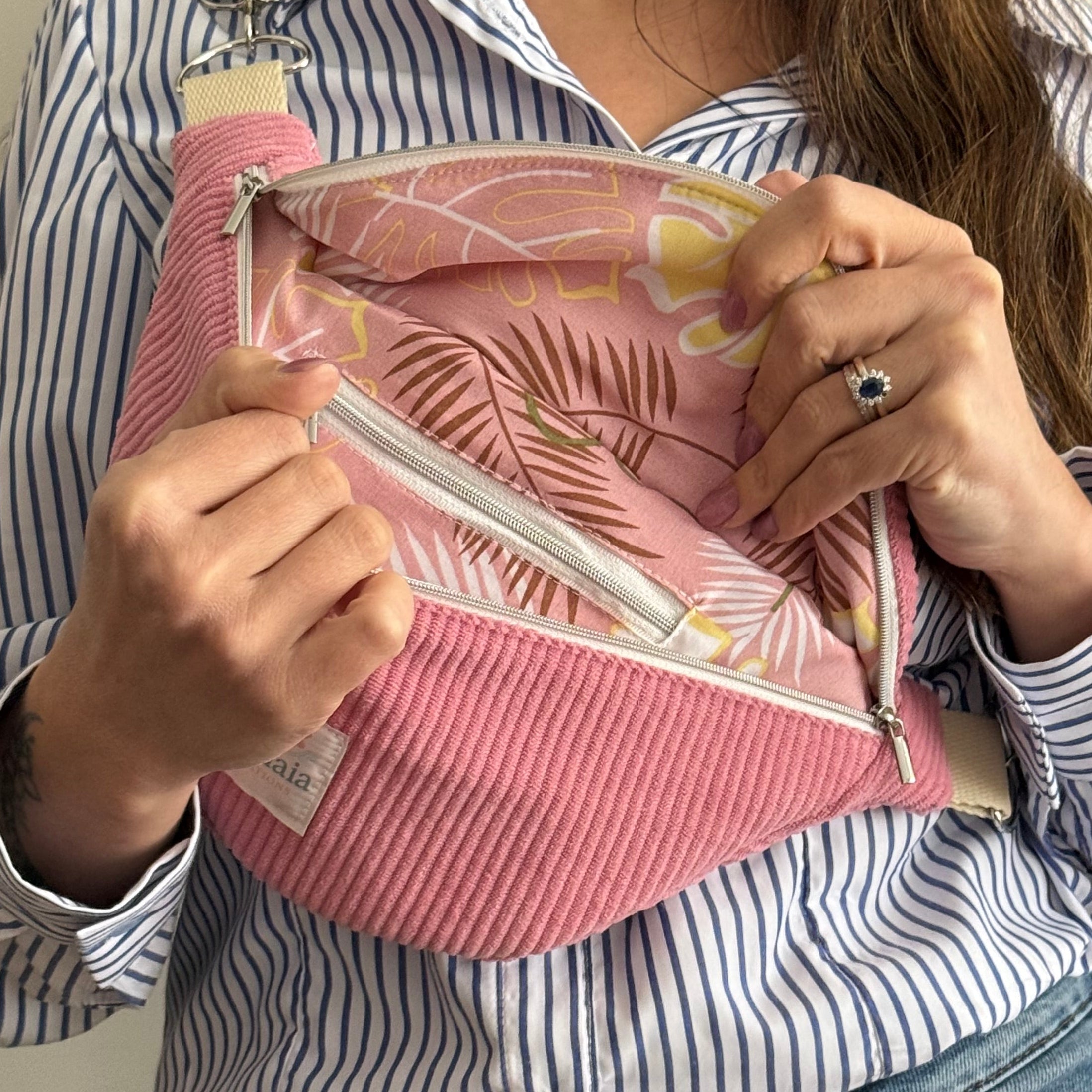 Sac banane velours côtelé uni - 100% personnalisable