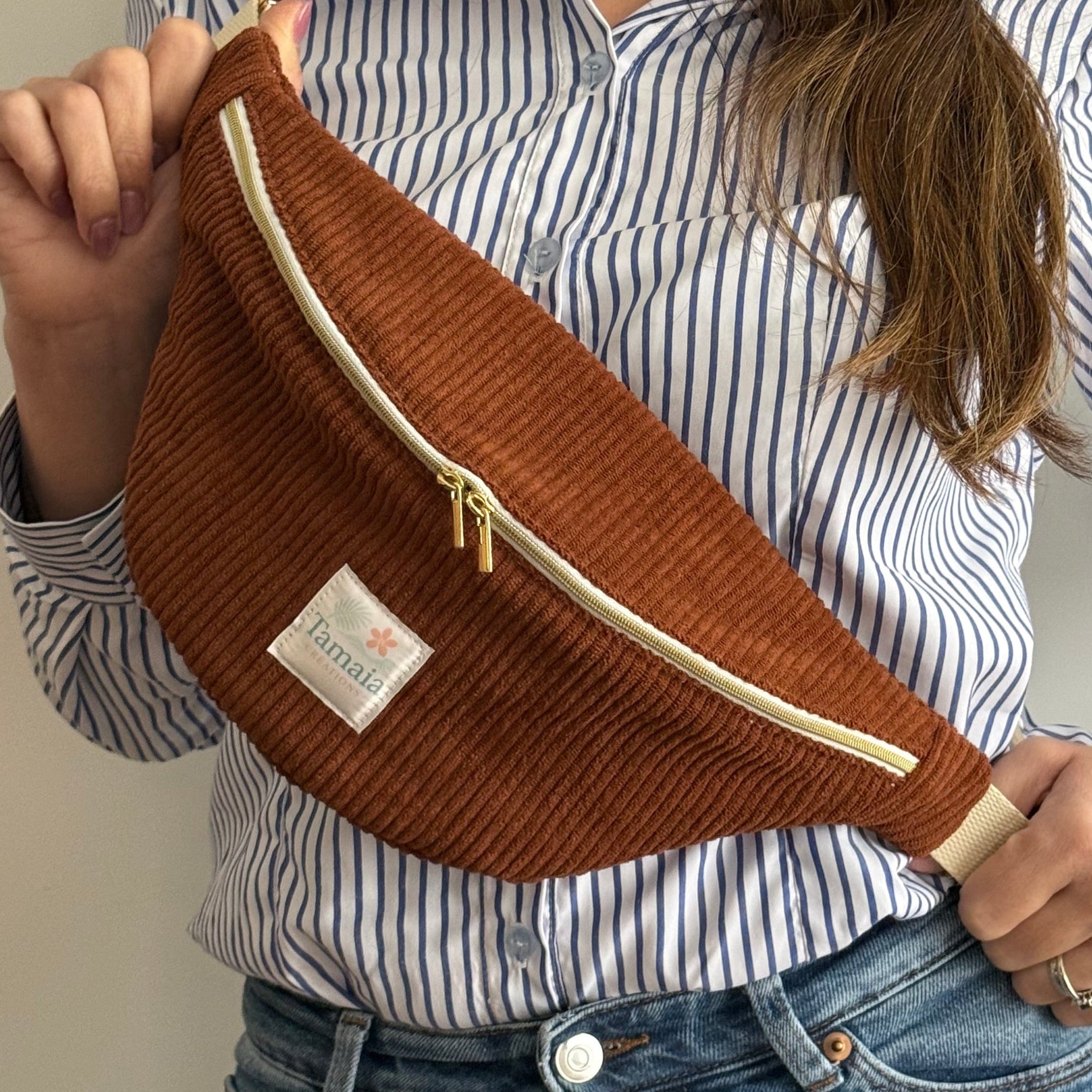 Sac banane velours côtelé uni - 100% personnalisable
