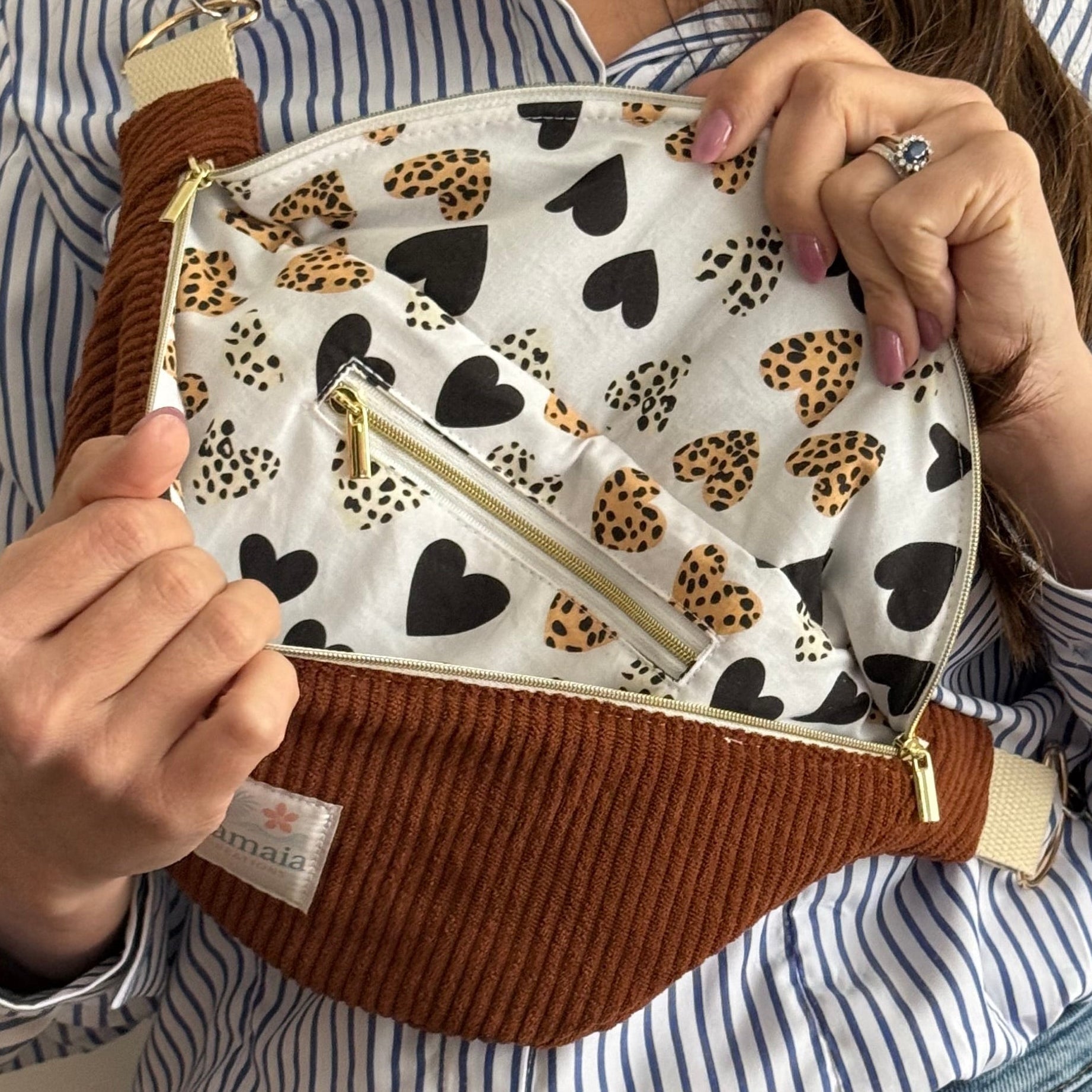 Sac banane velours côtelé uni - 100% personnalisable