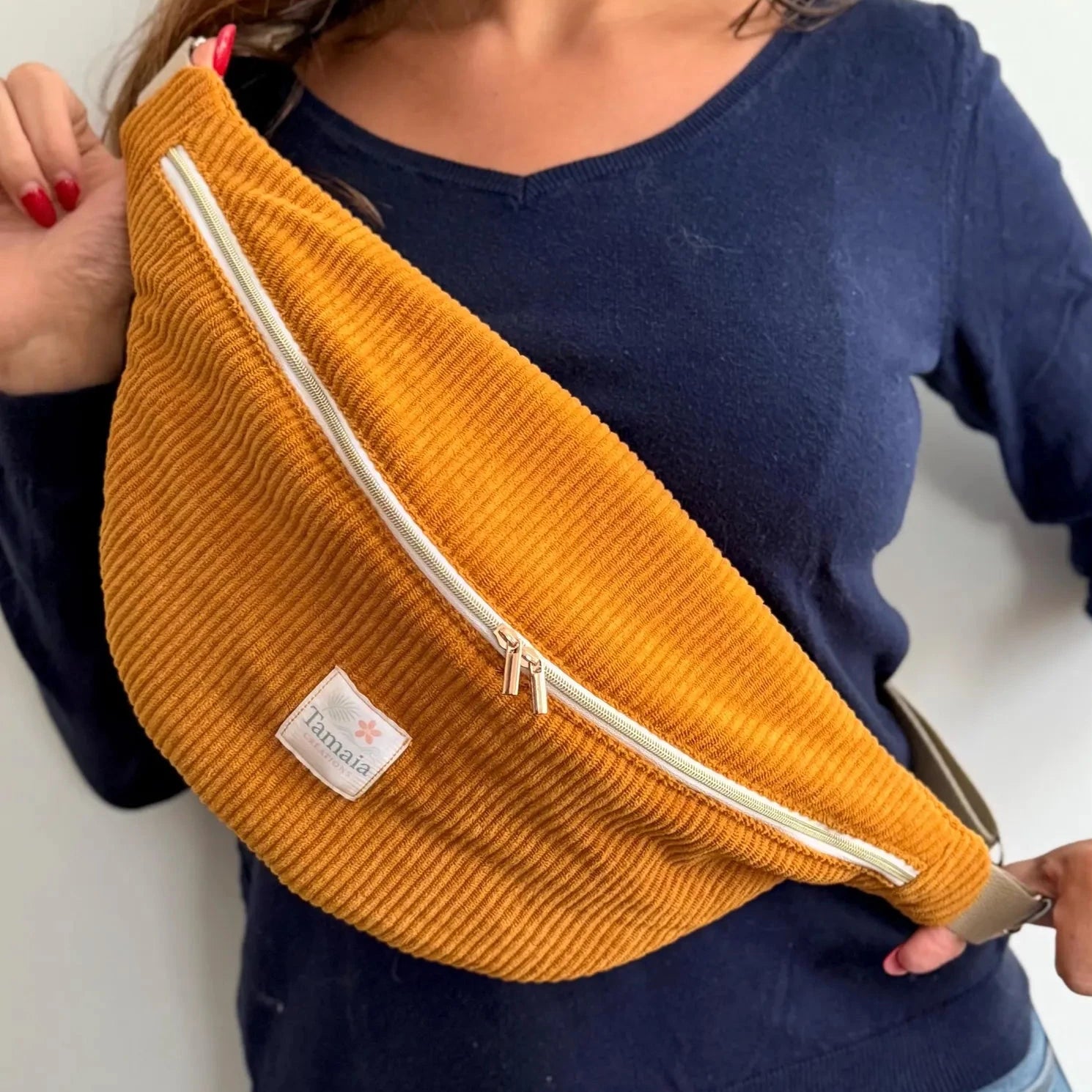 Sac banane velours côtelé uni - 100% personnalisable