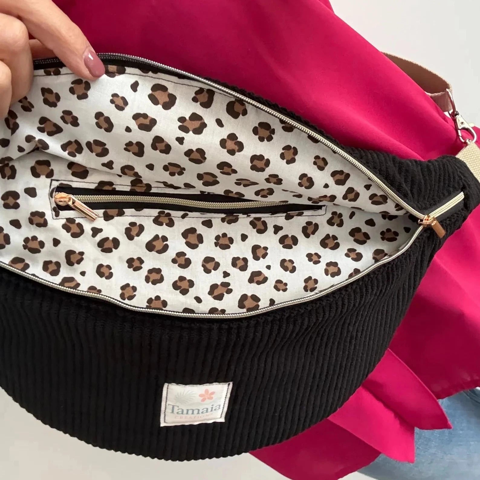 Sac banane velours côtelé uni - 100% personnalisable