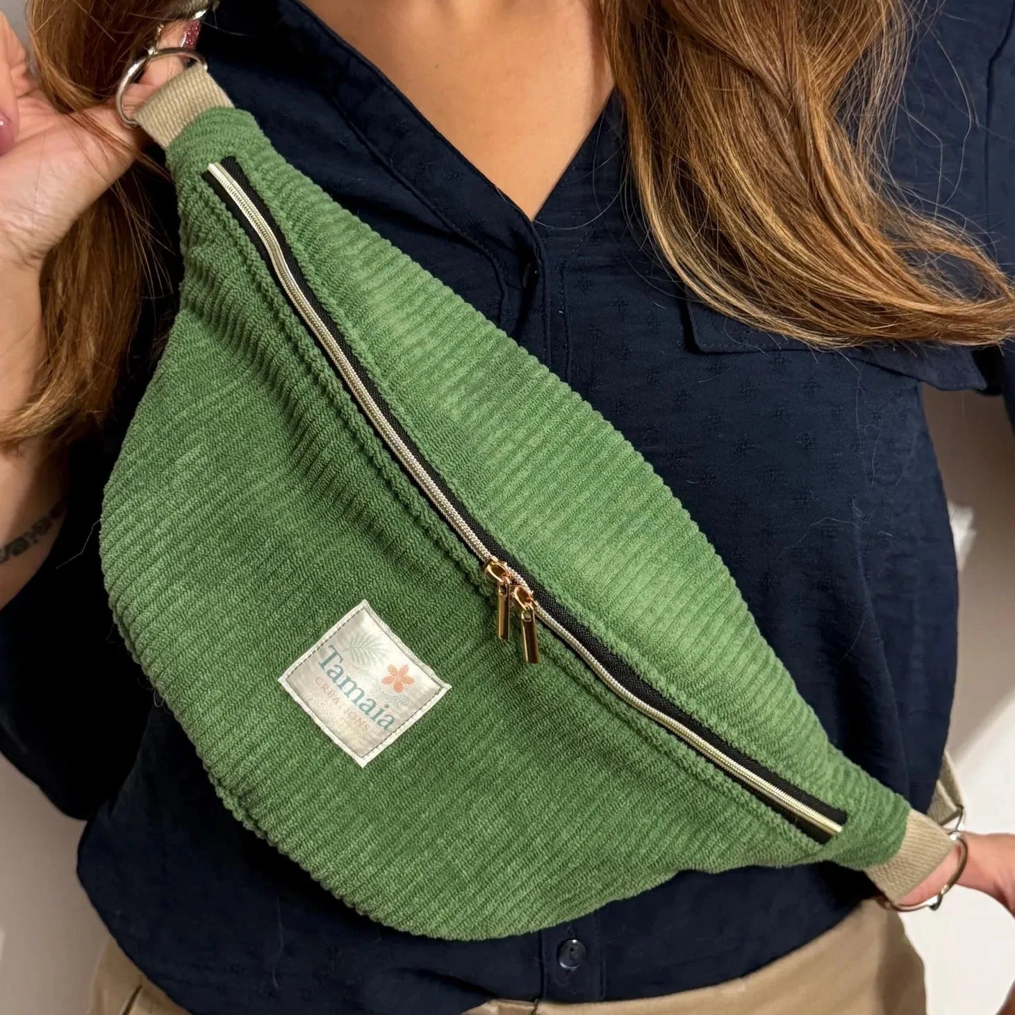 Sac banane velours côtelé uni - 100% personnalisable